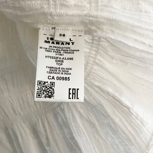 Isabel Marant Etoile "Idris" Top in White, size 38. Fits like a fitted size smal - Picture 8 of 14